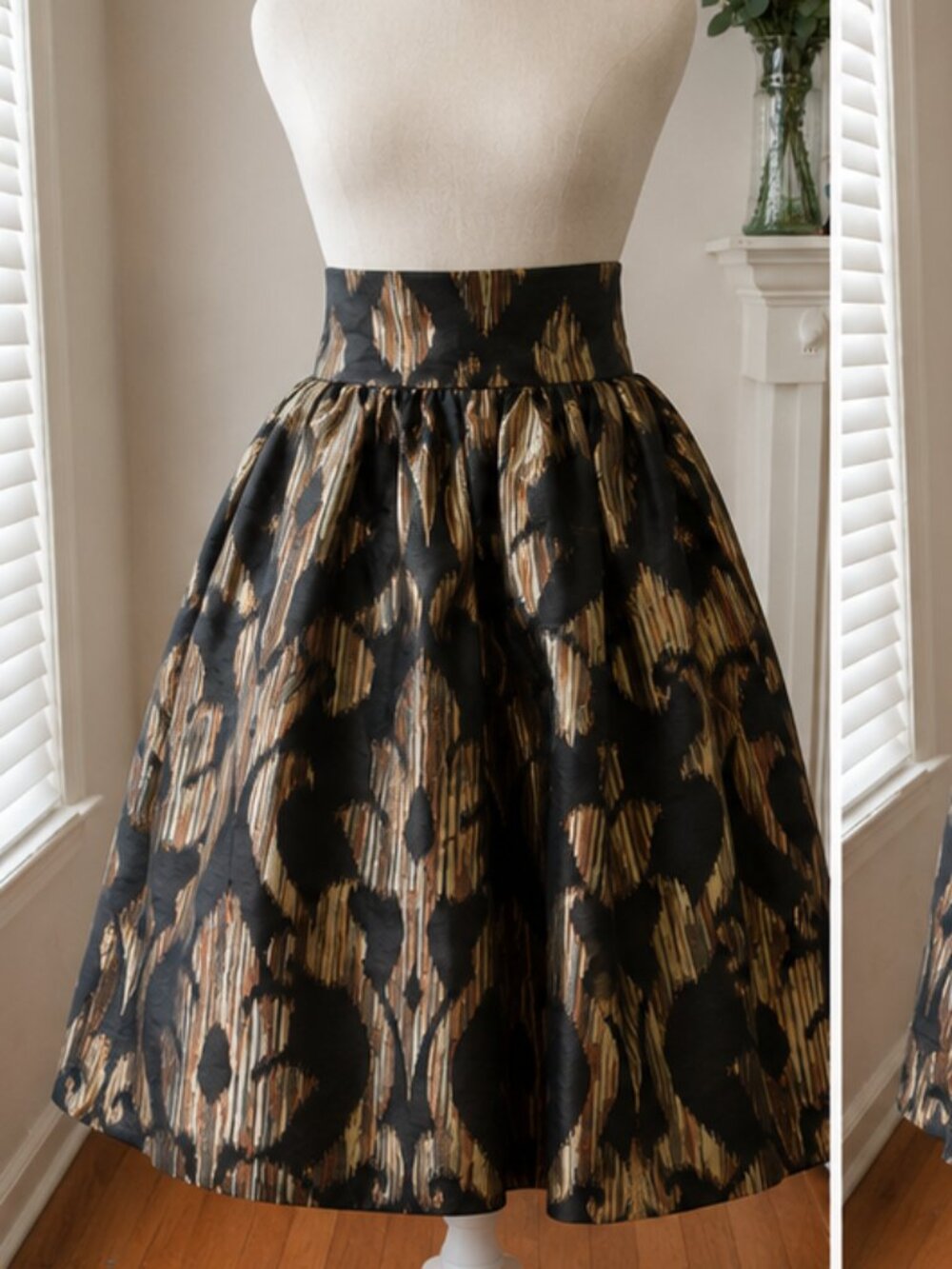 JIBRI Donna Karan Deadstock Silk Ikat Midi Skirt Plus Size 22 24